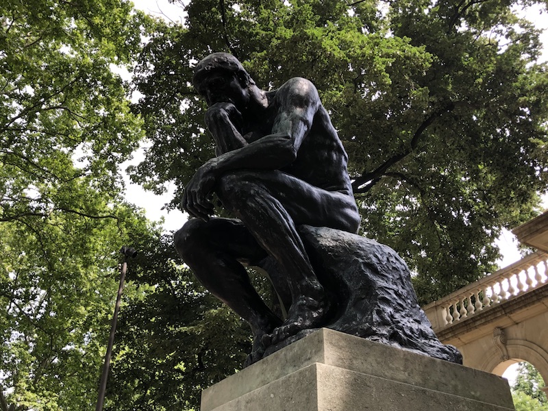 The Thinker sculpture.